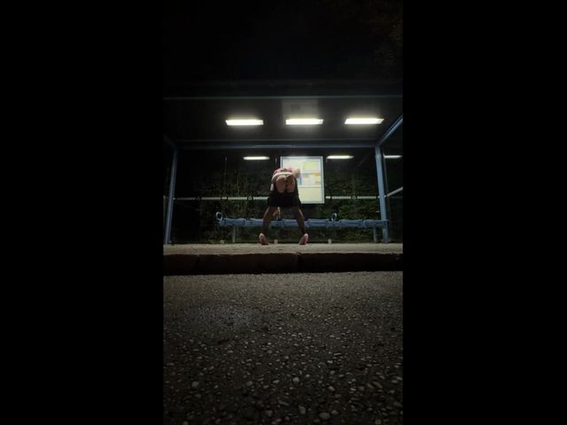 Sissy Playing at Bus Stop (Sissy Daniella)