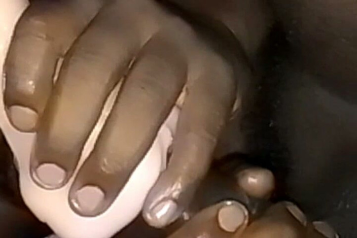 Jaanu294: Cream Is Applied to the Black Stick and the Rubber...