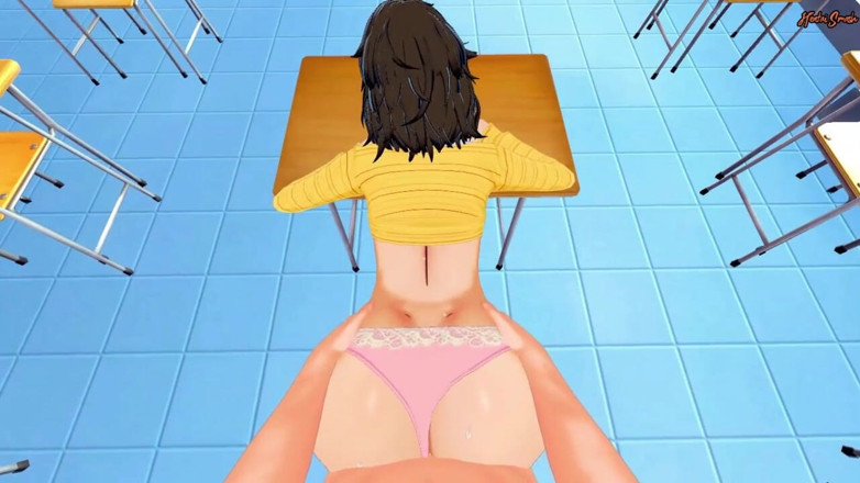 Hentai Smash: Fucking the hot teacher Sadayo Kawakami in her classroom from...