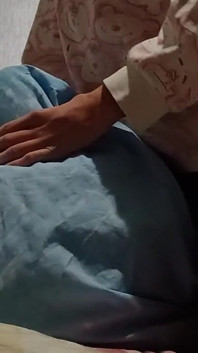Super Skinny Girl Rubs Her Pussy on a Pillow and Cums Quickly so Her Parents Don't Catch Her