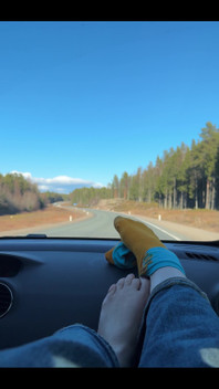 Feet on the dashboard