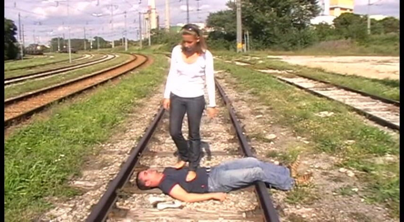 Femdom Austria: Railway tracks trampling