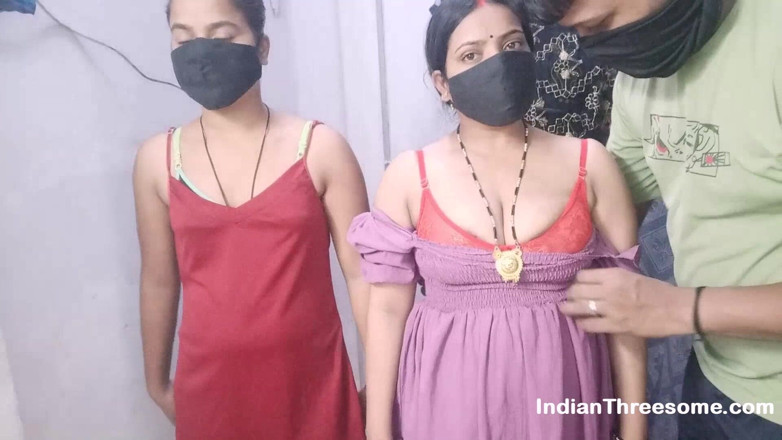 Real Indian Threesome: Mature Indian Wife and Husband Group Sex with Desi Teen...