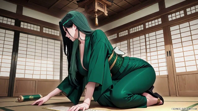 Tay Swift X: Deep Green Kimono! Private Shrine Stroll, High Slit Accidents!