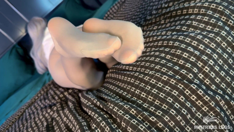 Mistress Legs: Grey Punčocháče Nohy Tease - tření Podešví a velký zadek v...