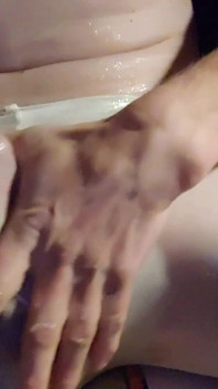 Watching Porn While Jerking off with Lots of Lube Wearing White Pantyhose