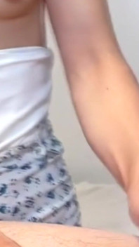 Skinny Brunette with Small Tits Offered Him a Handjob
