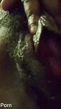 Rubbing Spreading My Big Black Wet Dripping Pussy