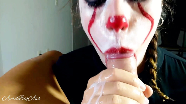 April BigAss: Halloween deep throat and cum swallow gargle