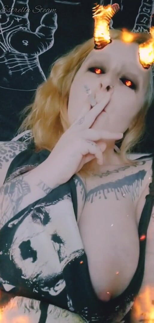 Estrella Steam: Demon smokes a cigarette