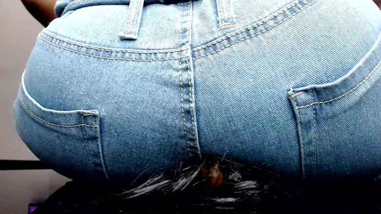 Maeling: Ebony Bitch Crushed in Denim Jeans and Ass Stifled Ignorant