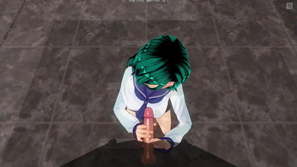 H3DC: 3D hentai dívka s modrými vlasy honí chlapa na záchodě