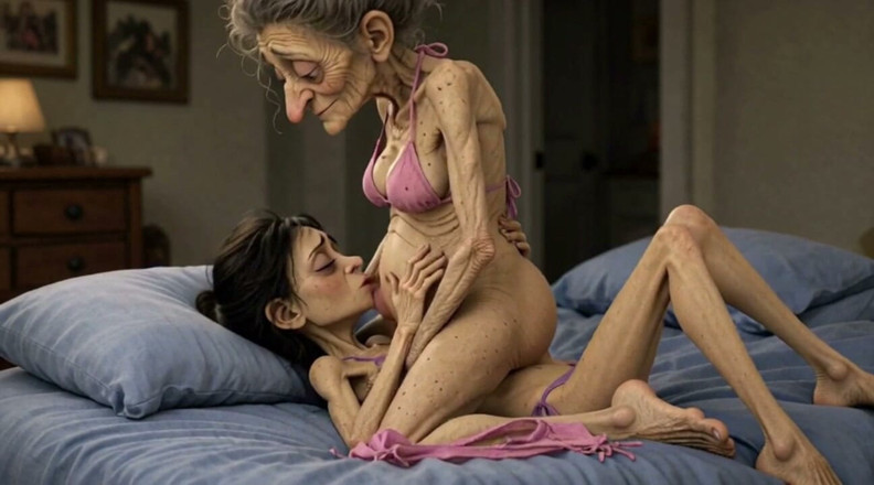 YOUR BEST FANTASY: Old Woman Rubs Her Pussy on a Young Woman