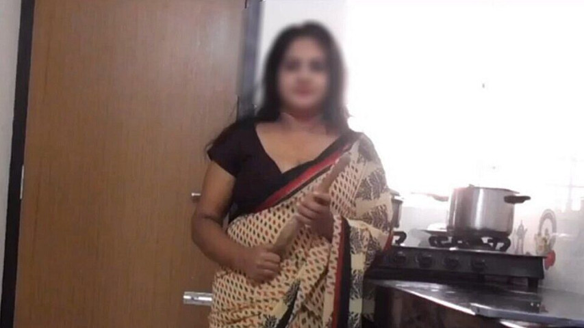 Indian Stepmom Disha Kitchen Striptease & Fucked by Stepson (Your Disha)