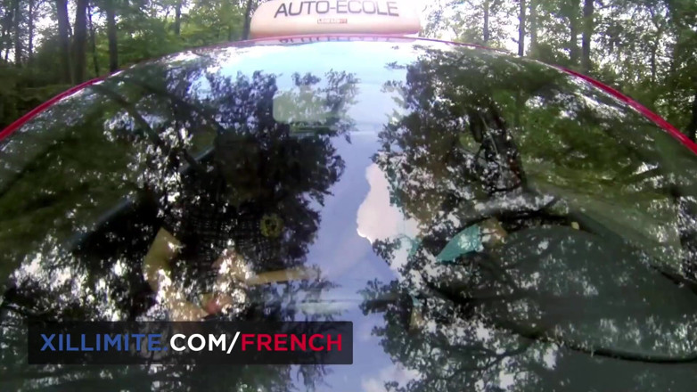 French girls at work: Anal break during a driving lesson