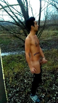 Tattooed Wanker Is Wanking at the Cruising Area
