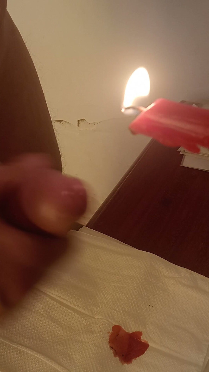 LoveCumInMouth: Hot Candle Wax on Cock Cumming