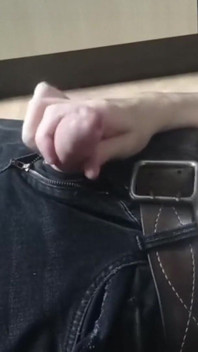 Guy in Jogger Jerks off His Cock and Moans
