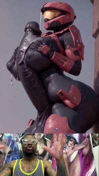 Giant Milky Cock Spartan Cums All Over Herself with Her Hardcore Futa Cock
