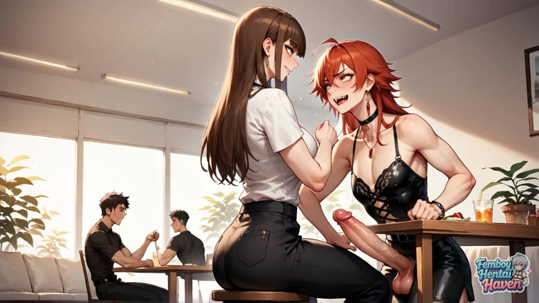 Femboy Hentai Haven: Transvestite Gluteus Maximus Sensation in a Sunlit Café - the Greatest...