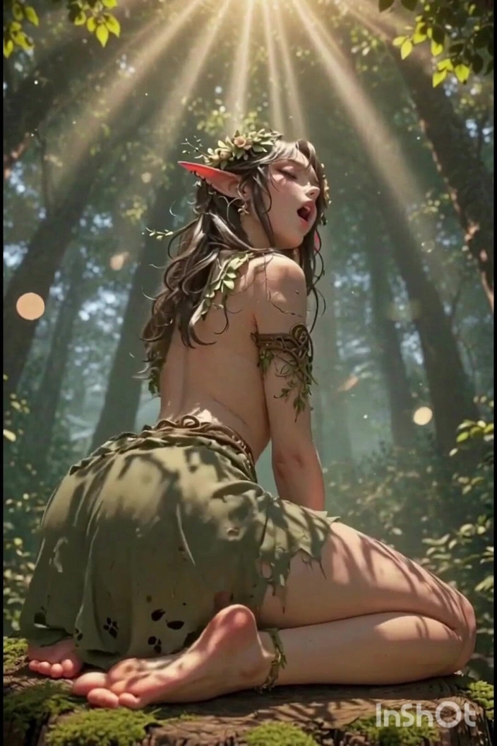 Wertstofsamler: Drăguță 3D anime de lemn Elf care se distrează în pădure