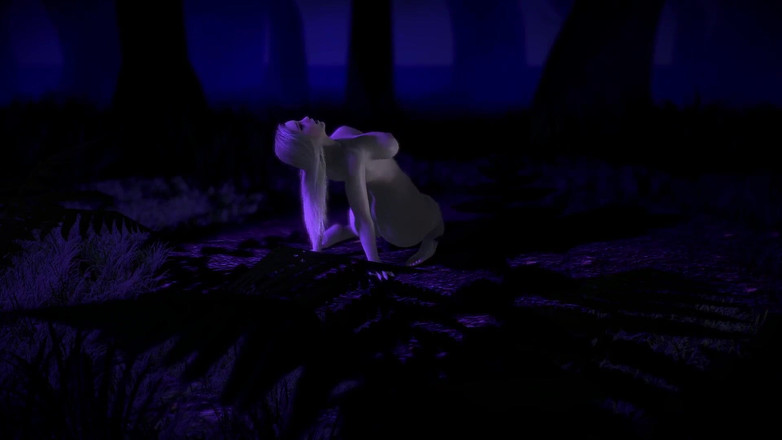 Wraith ward: Cewek pirang menunggangi dildo di hutan: porno 3d