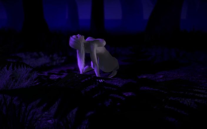 Wraith ward: Loira gata cavalgando vibrador na floresta: 3D porn