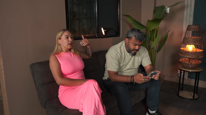 Angel Cruz: Busty Blonde Fucked on the Couch and Her Husband Doesn't...