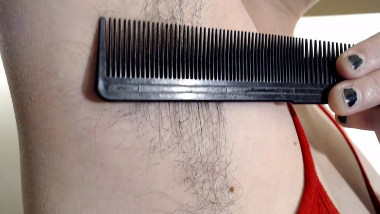 Abby Anna: Long dark hairy armpits closeup