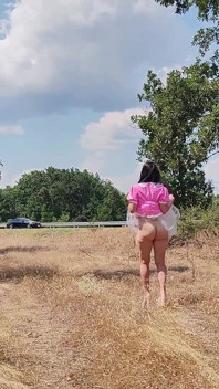 A Slave Slut Shows off Her Pink Ass on the Highway