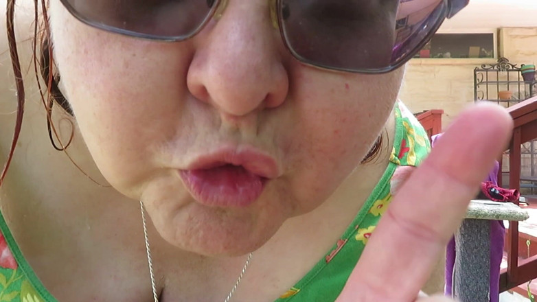 BBW nurse Vicki adventures with friends: Out doors drying off after my hosing lol and putting...