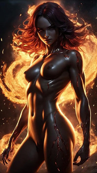 Lustrender Magma Phoenix Duality fantasy ai art bildspel