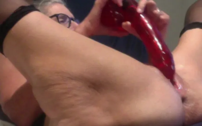 Squirting Senior: Mature Can't Get Enough of Her Big Red Dildo