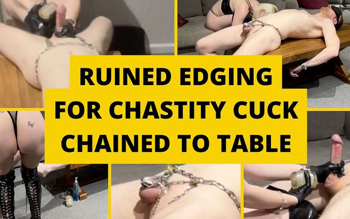 Mistress BJQueen: Paja arruinada encadenada a la mesa