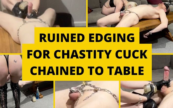 Mistress BJQueen: Edging ruiné enchaîné à la table