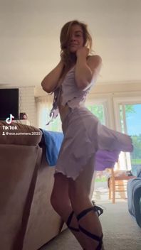 2025 June Tiktok Eva Summers Dance Purple Skirt Crop Top Set