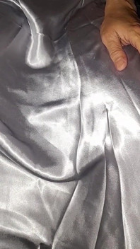Masturbating Wearing Silver Satin Long Dress in Car