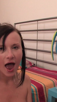 Maggie 18yo Teen Sucks Older Guy and Swallows Cum