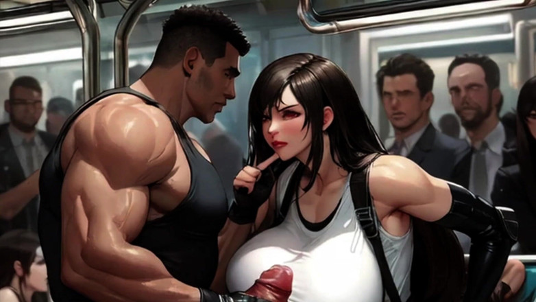 Spicy Toons: Tifa consigue tittyfucked en el tren midgar
