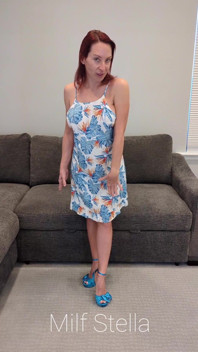 Tropical Dress with Blue Heels