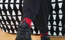 KimisWorld: Worn Sneakers, Red Socks &amp; Sheer Nylons - Casual Foot Tease