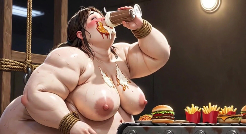 Anime Hentai: İpe bağlı şişman yem dizlerinin üzerinde sikişme seansı