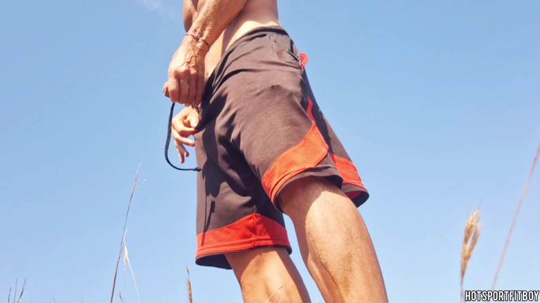 Hotsportfitboy: Perverted Man Masturbates His Beautiful Dick in a Beach
