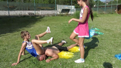 Femdom Austria: Cheerleader kicking fun!