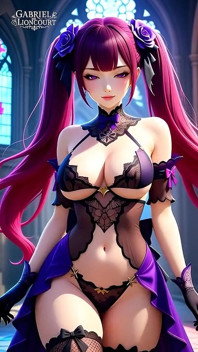Hentai gothic meisjes met geverfd haar pronken met hun grote tieten 1