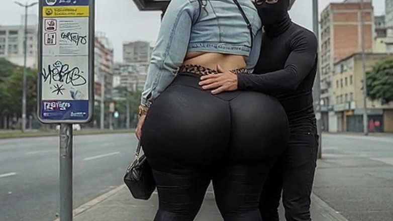 Animate golden: Maskierte BBW neckt fremden am Bahnhof mit riesigem arsch - riskant...