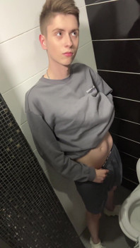 Handsome Guy Asta Boy Jerks off and Cums in a Public Toilet