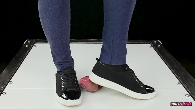 House of Era: Cock trampling by sneakers in dance CBT