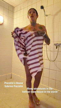 Sabrina Prezotte, the Brazilian Porn Actress, in an Intimate Moment, Taking a Shower with Her Big Cock.