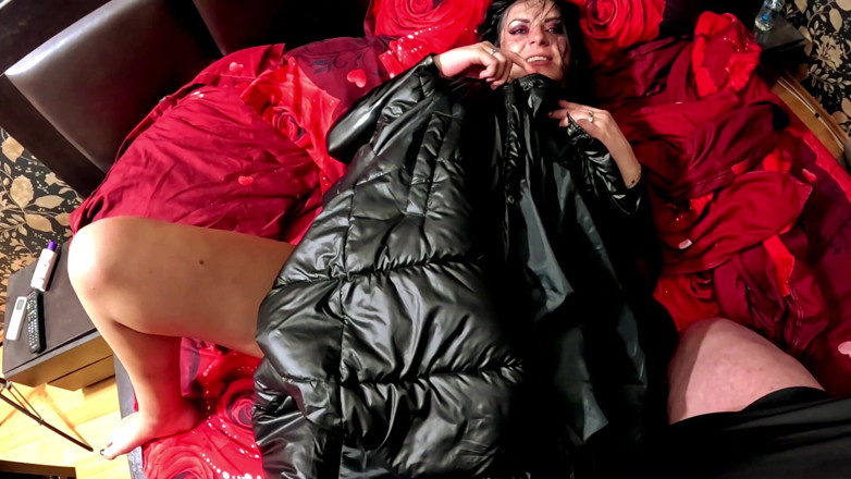 MilfyCalla: Dark Staircase Seduction. Shiny Long Jacket, Under Sheet Sex and...
